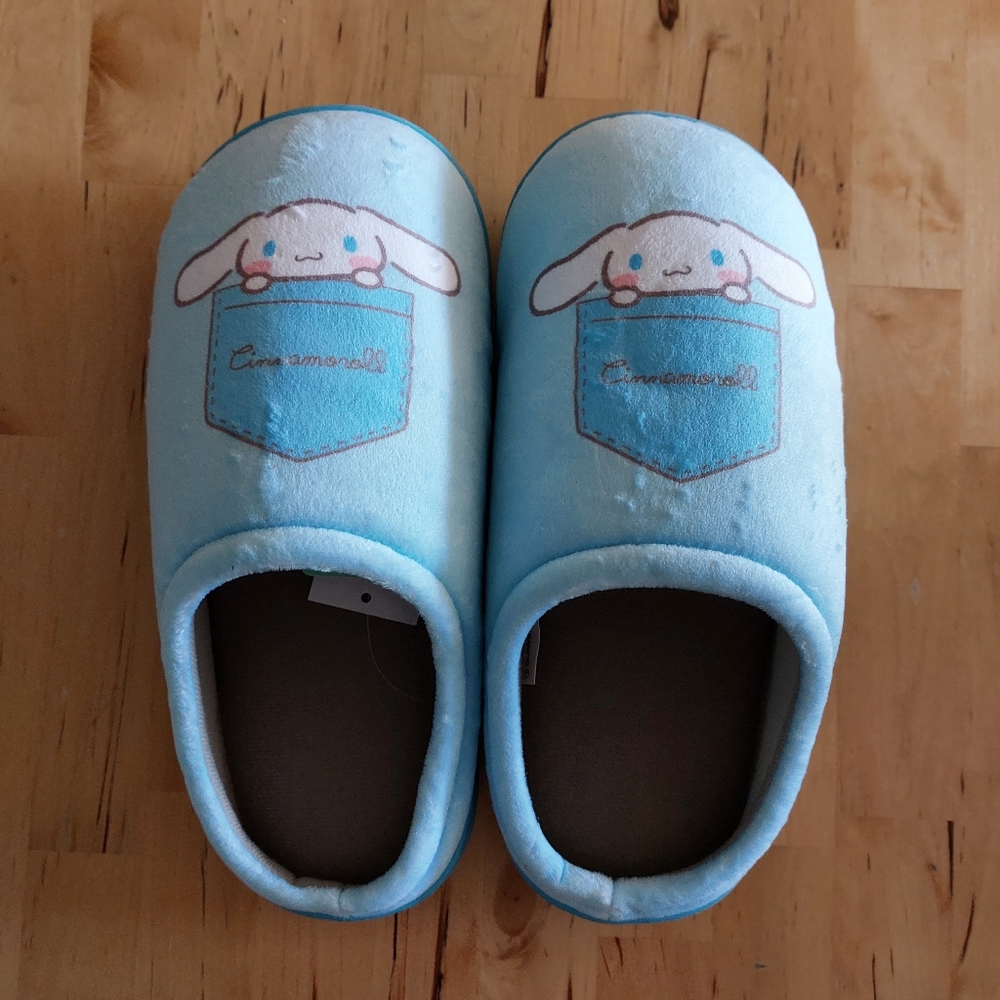 Sanrio CinnamoRoll Ladies Soft Suede Room Shoes Slippers Blue 24cm New